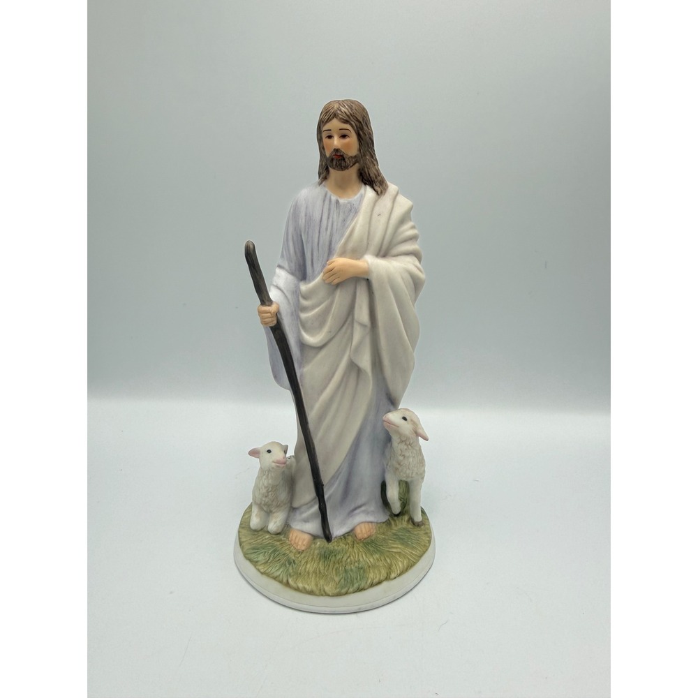 Homco Masterpiece Porcelain Jesus The Shepherd Figurine 1992 Lambs 14518-92